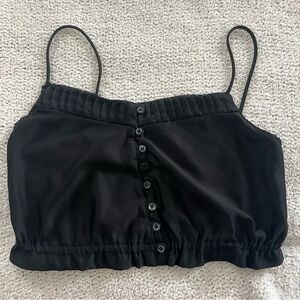[Farm Rio] Black Button-Up Crop Top